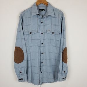 Orvis Fairbanks Windowpane Plaid Flannel Button Up Shirt